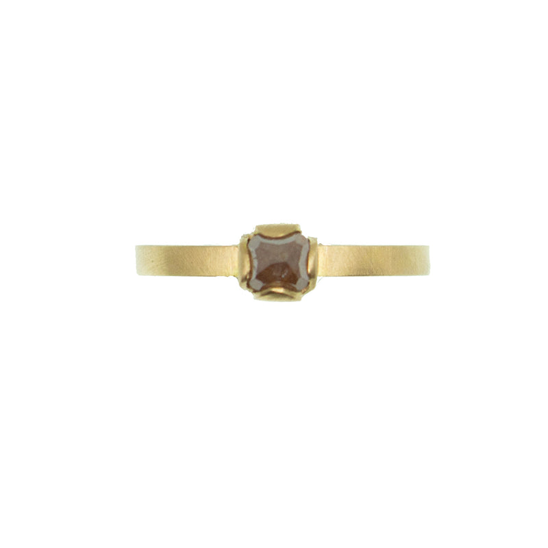 Gold ring with brown raw diamond