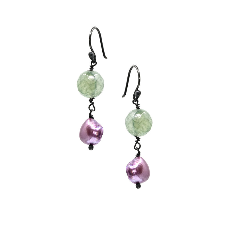 Earring, Green, and Purple